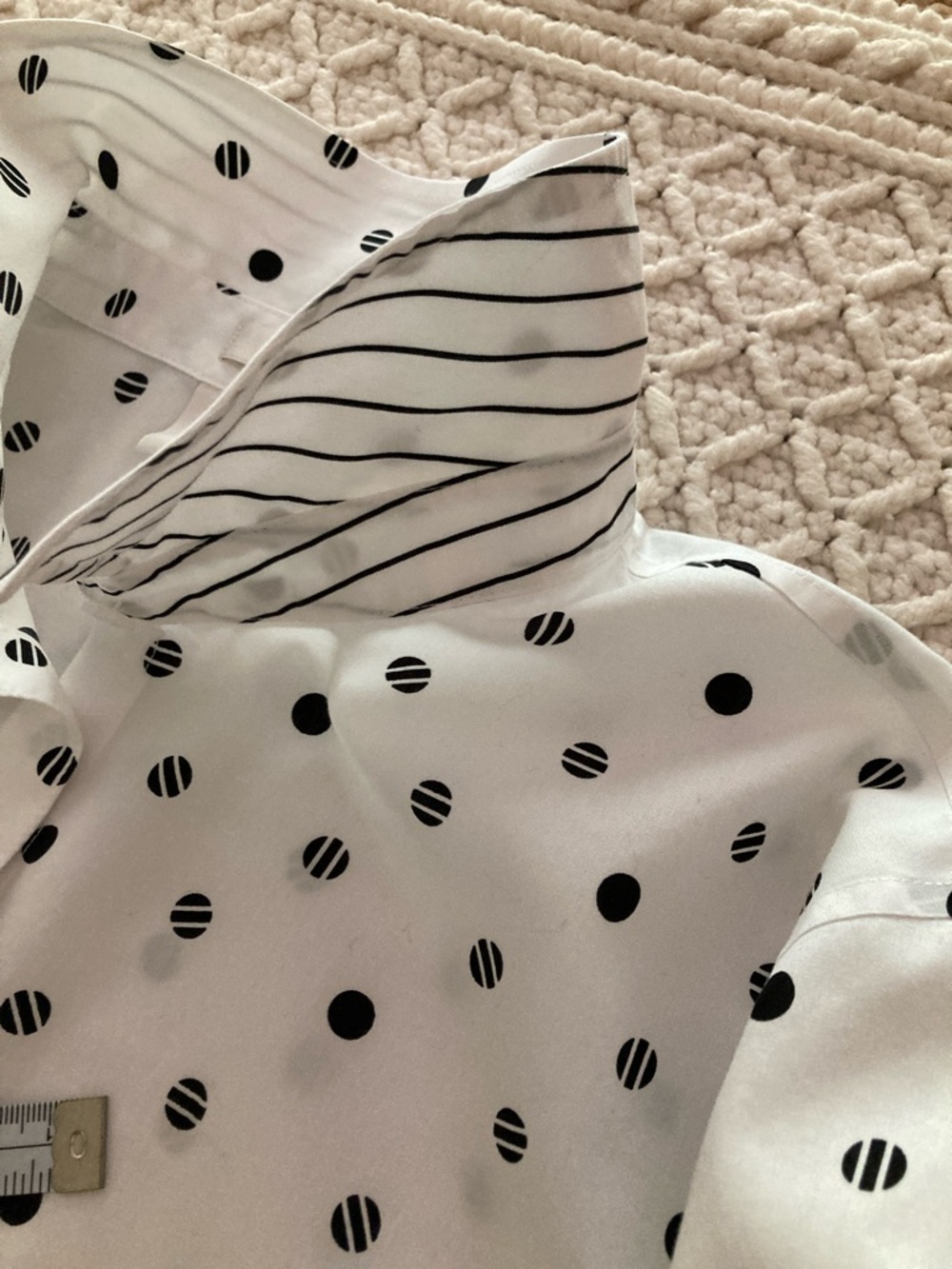 Chico's White Button-Down Shirt with Black Polka Dots - Picture 12 of 12